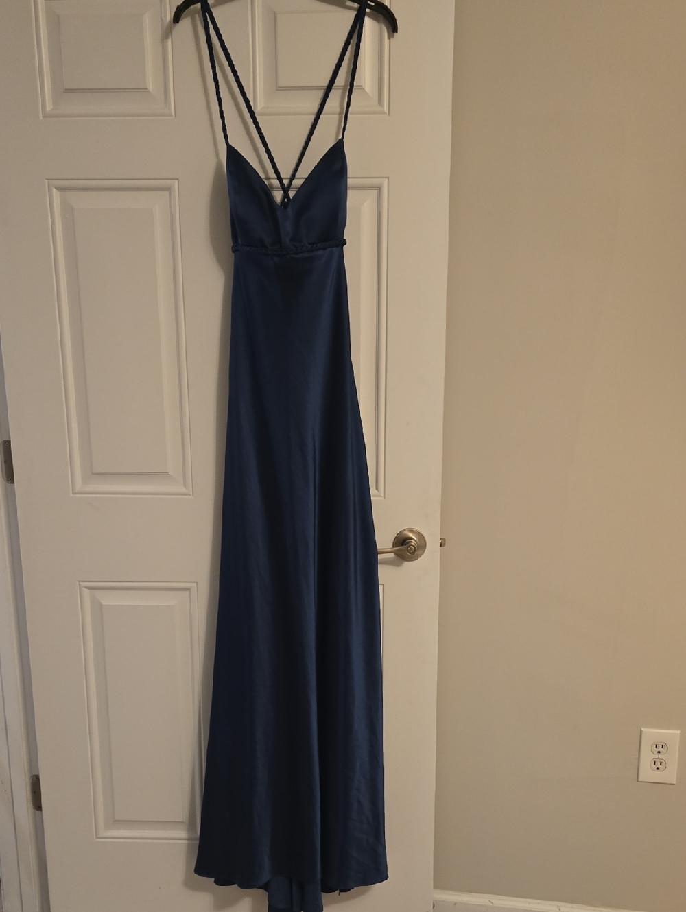 JS Collections Midnight Blue Satin Strappy Dress